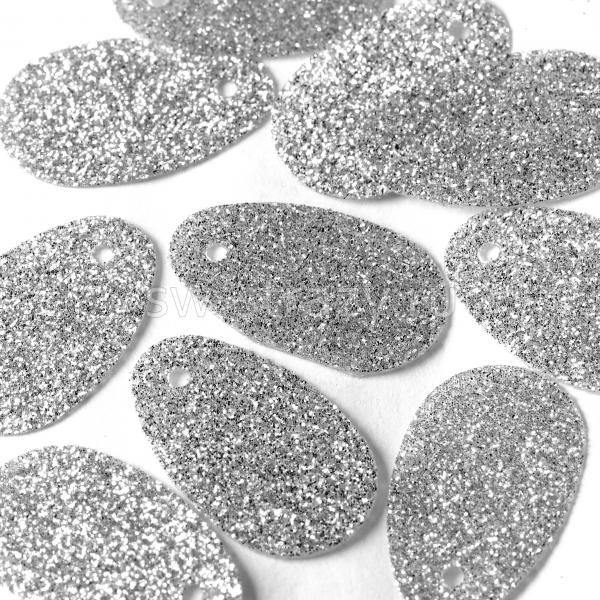 Пайетки-овалы 20х12 мм серебро с блестками (10 шт)